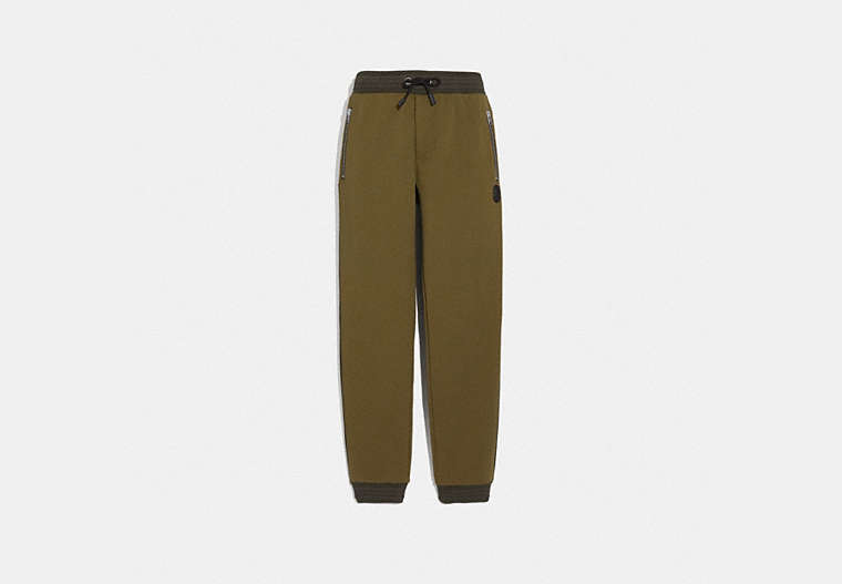 COACH®,TRACK PANTS,cotton,Olive,Front View image number 0