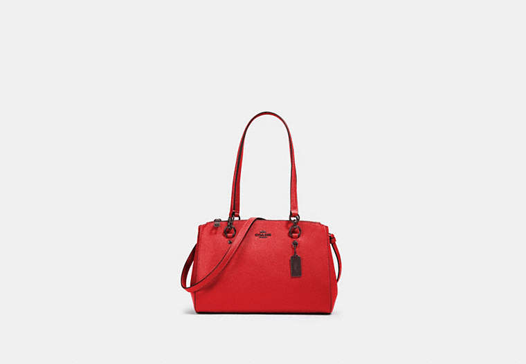 COACH®,ETTA CARRYALL,Leather,Gunmetal/Miami Red,Front View