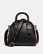 COACH®,MARLEIGH SATCHEL,Leather,Large,Brass/Black,Front View