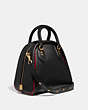 COACH®,MARLEIGH SATCHEL,Leather,Large,Brass/Black,Angle View