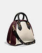 COACH®,MARLEIGH SATCHEL IN COLORBLOCK,Leather,Large,Brass/Chalk Multi,Angle View
