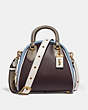 COACH®,MARLEIGH SATCHEL IN COLORBLOCK,Leather,Large,Brass/Oxblood Multi,Front View
