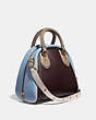 COACH®,MARLEIGH SATCHEL IN COLORBLOCK,Leather,Large,Brass/Oxblood Multi,Angle View