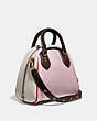 COACH®,MARLEIGH SATCHEL IN COLORBLOCK,Leather,Large,Brass/Ice Pink Multi,Angle View