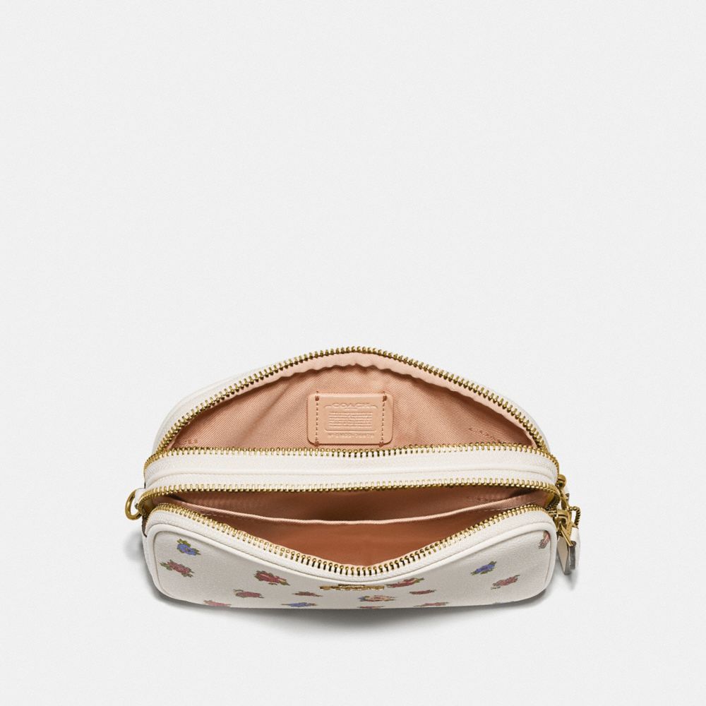 COACH®,SADIE CROSSBODY CLUTCH WITH VINTAGE ROSEBUD PRINT,Coated Canvas,Gold/Chalk Multi,Inside View,Top View
