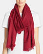 COACH®,SIGNATURE STOLE,Silk Cotton,True Red,Angle View