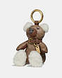 COACH®,BEAR BAG CHARM IN SIGNATURE CANVAS,Leather,Mini,Gold/Khaki,Front View