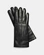 COACH®,SHORT LEATHER GLOVES,Leather,Black,Front View