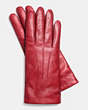COACH®,SHORT LEATHER GLOVES,Leather,CLASSIC RED,Front View