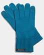 COACH®,KNIT TECH GLOVE,Wool Blend,Peacock dark turquoise,Front View