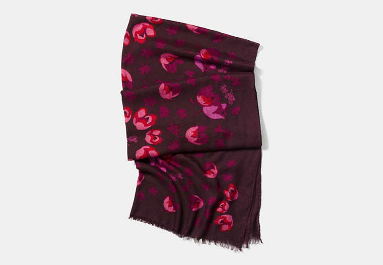 COACH®,NEW CALICO FLORAL OBLONG SCARF,Modal,Cyclamen,Front View