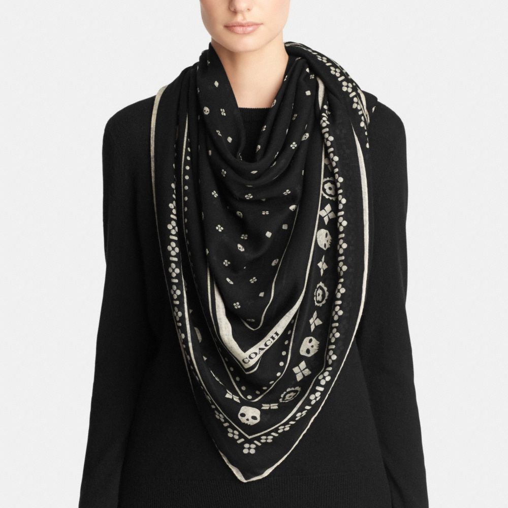 Skulls Wool Foulard Oversize Square