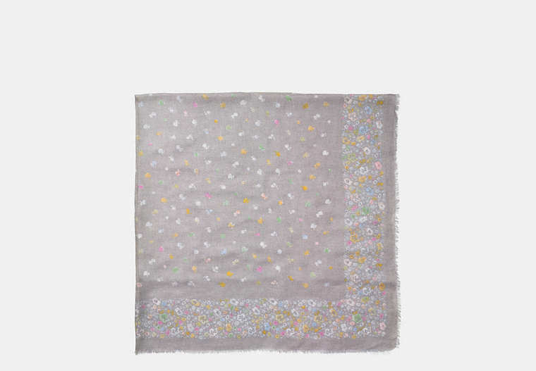 COACH®,FLORAL WOVEN OVERSIZED SQUARE SCARF,Modal Cashmere Blend,NEUTRAL MULTI,Front View