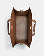 COACH®,FIELD TOTE 40 WITH COACH BADGE,Leather,Brass/Dark Saddle,Inside View,Top View