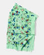 COACH®,FLORAL OBLONG SCARF,Silk Cotton,SEAGLASS,Front View
