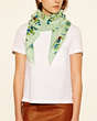 COACH®,FLORAL OBLONG SCARF,Silk Cotton,SEAGLASS,Angle View