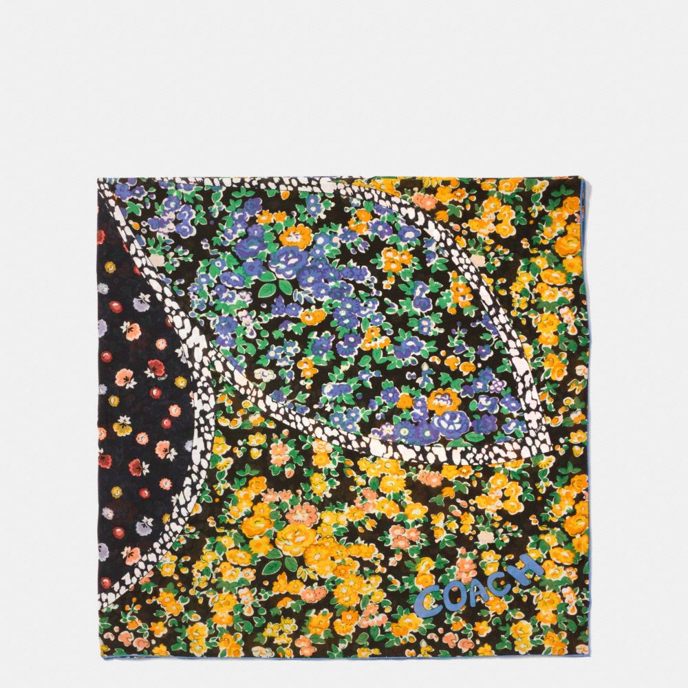 Floral Patchwork Cotton Silk Oversized Square Scarf