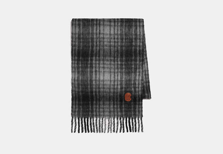 COACH®,HUNTING PLAID PRINT OVERSIZED MUFFLER,Mixed Material,Chalk,Front View