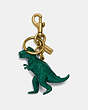 COACH®,REXY BAG CHARM,resin,Brass/Rexy Green,Front View