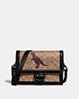 COACH®,RILEY CROSSBODY 24 IN SIGNATURE CANVAS WITH REXY BY SUI JIANGUO,Coated Canvas,Black Copper/Khaki,Front View