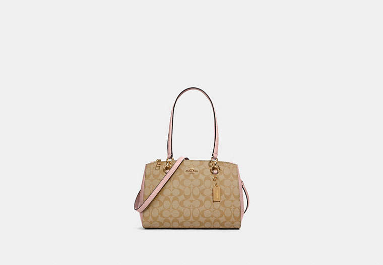 COACH®,ETTA CARRYALL IN SIGNATURE CANVAS,Leather,Gold/Light Khaki Blossom,Front View