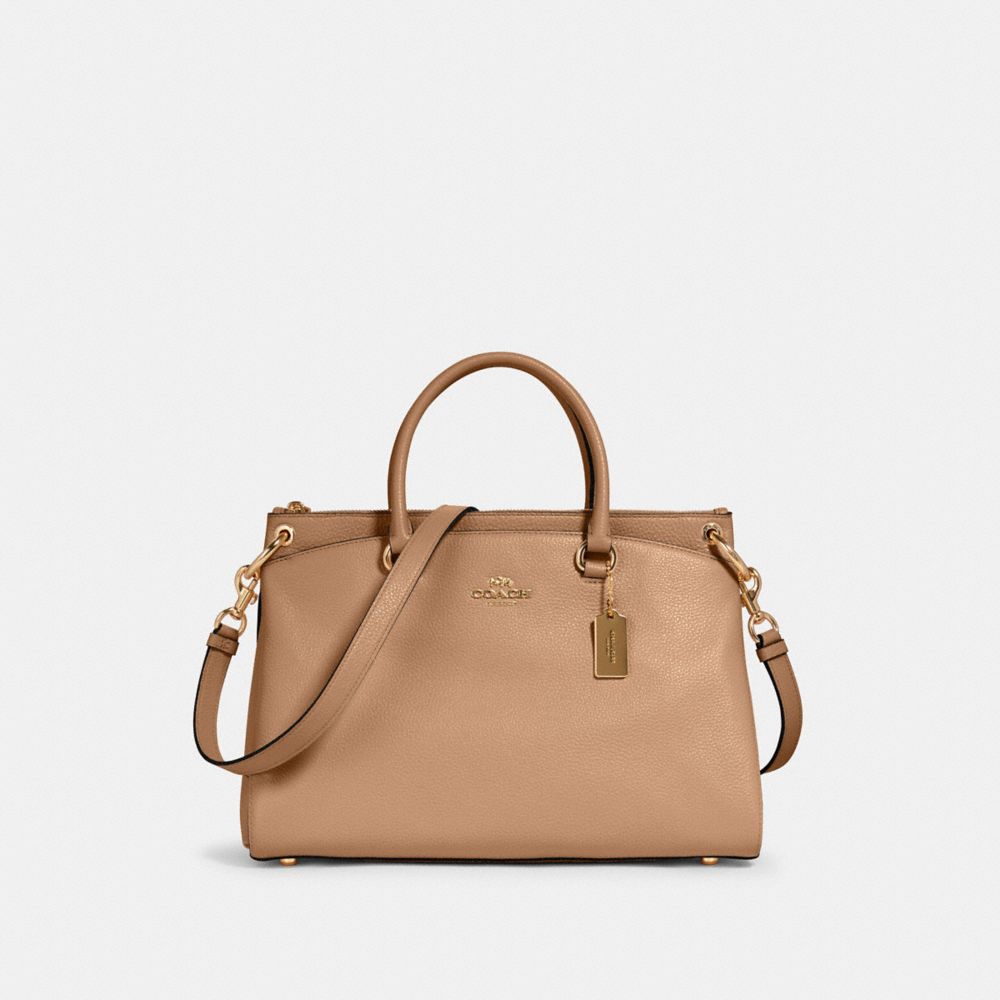 COACH®,MIA SATCHEL,pvc,Gold/Taupe,Front View