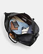 COACH®,TREKKER 52,Pebbled Leather,X-Large,Travel,Gunmetal/Saddle,Inside View, Top View