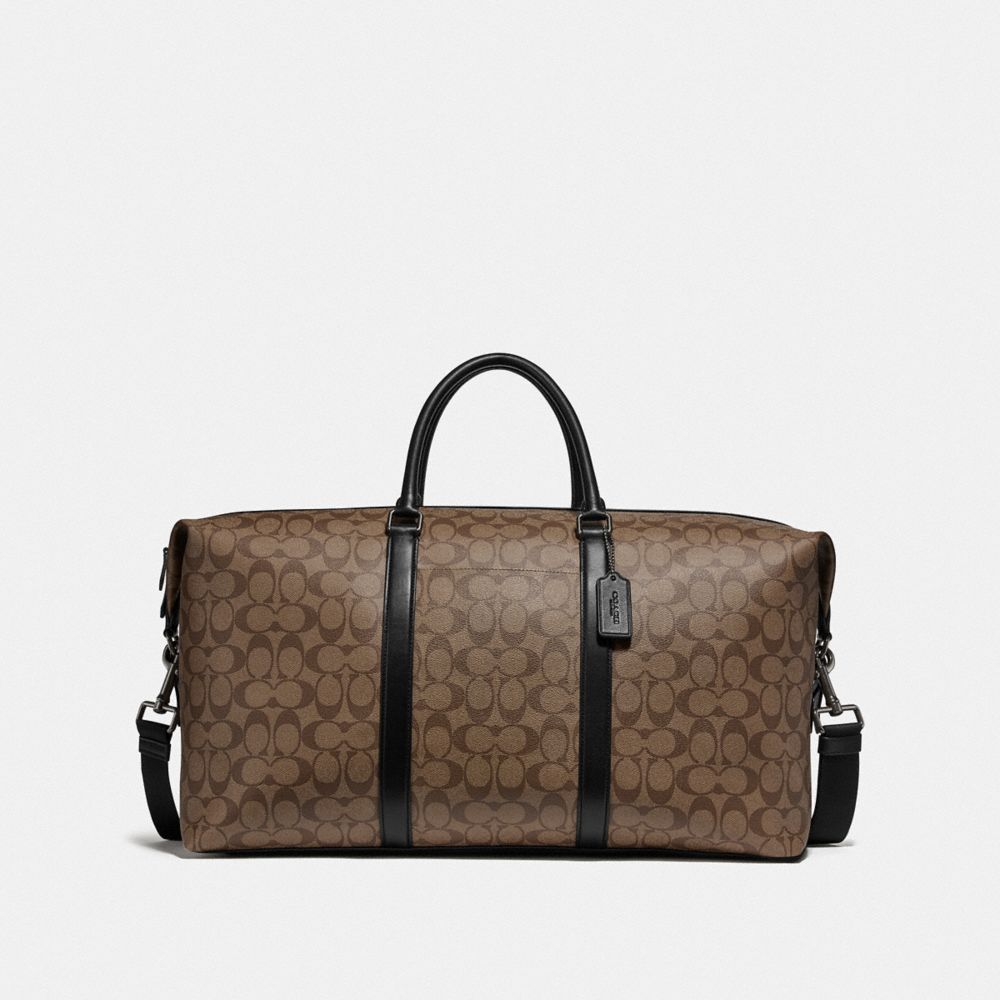 Gucci Logo Print Carry-On Pebbled Leather Duffle Bag Black