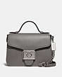 COACH®,CASSIDY TOP HANDLE CROSSBODY,Leather,Mini,Silver/Heather Grey,Front View