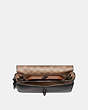 COACH®,DINKY WITH SIGNATURE CANVAS DETAIL AND SOUVENIR PINS,pvc,Mini,Tan/Black/Pewter,Inside View,Top View