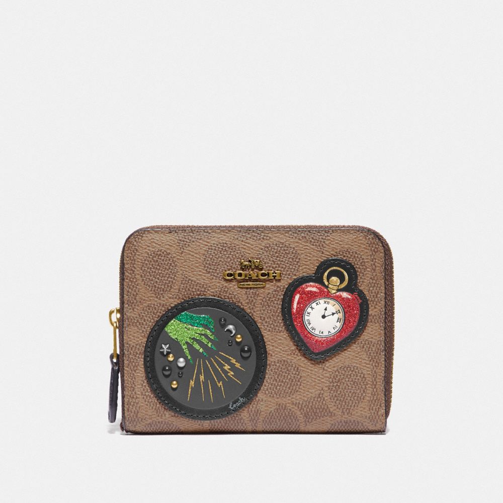 Wizard Of Oz Boxed Small Zip Around Wallet In Signature Canvas With Patches