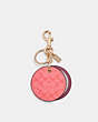 COACH®,MIRROR BAG CHARM IN SIGNATURE CANVAS,Signature Coated Canvas,Gold/Pink Lemonade,Front View