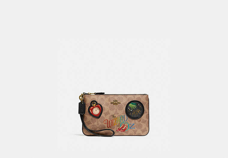 Wizard Of Oz Boxed Small Wristlet In Signature Canvas With Patches