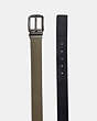 COACH®,HARNESS BUCKLE CUT-TO-SIZE REVERSIBLE BELT, 38MM,MOSS,Angle View