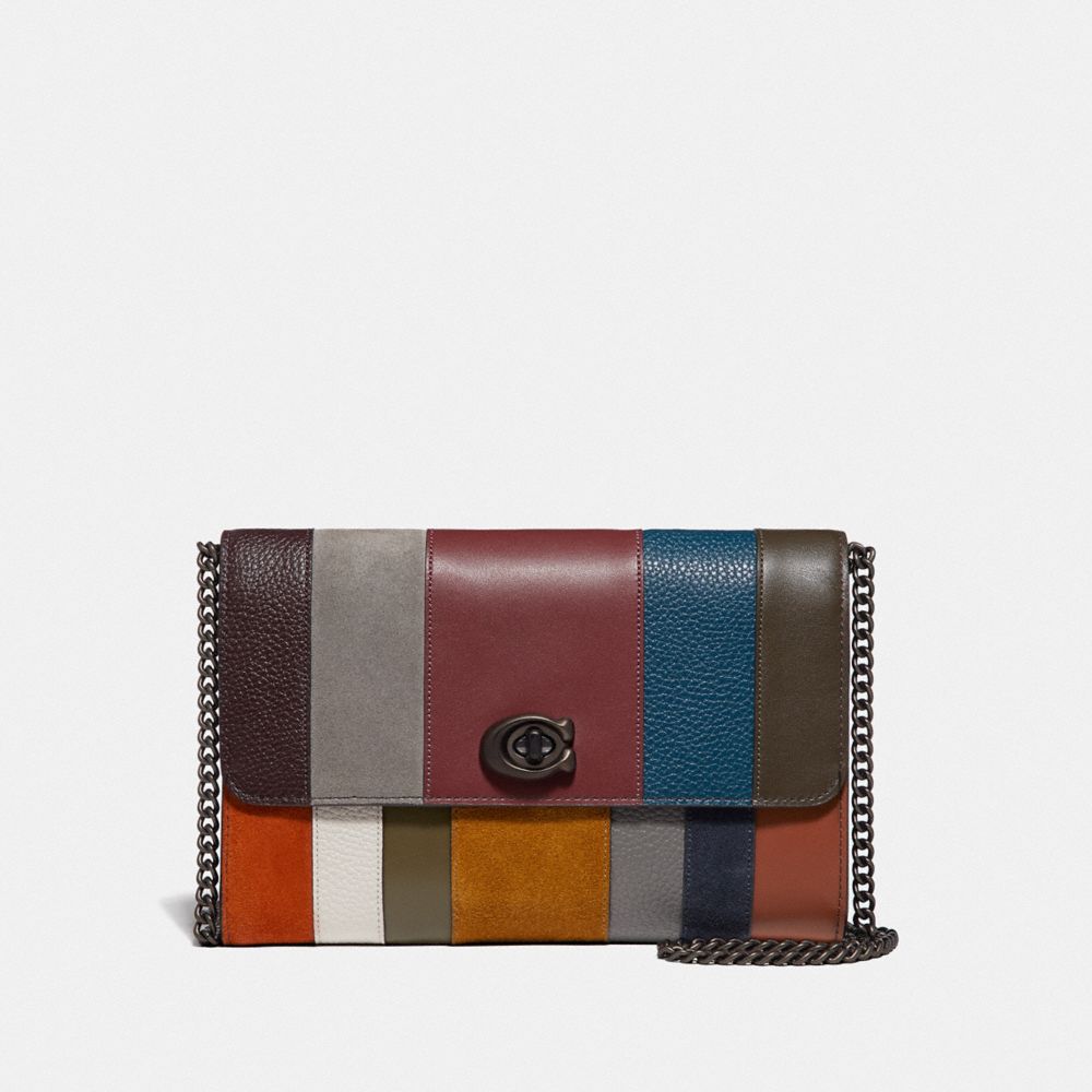 COACH Marlow Turnlock Chain Crossbody With Patchwork Stripes