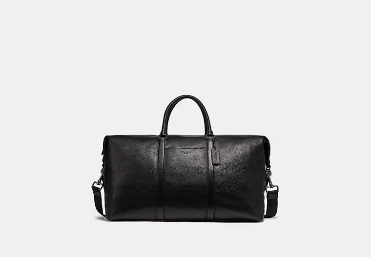 COACH®,TREKKER 52,Pebbled Leather,X-Large,Travel,Gunmetal/Black,Front View