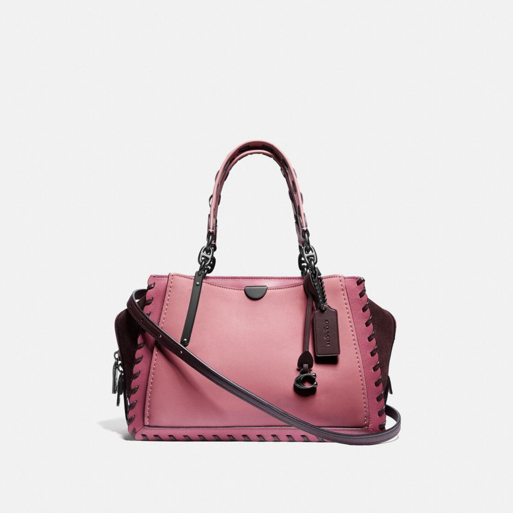 COACH®,DREAMER IN COLORBLOCK WITH WHIPSTITCH,Leather,True Pink Multi/Pewter,Front View image number 0
