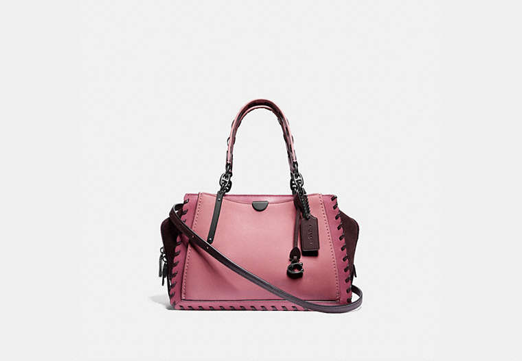 COACH®,DREAMER IN COLORBLOCK WITH WHIPSTITCH,Leather,True Pink Multi/Pewter,Front View