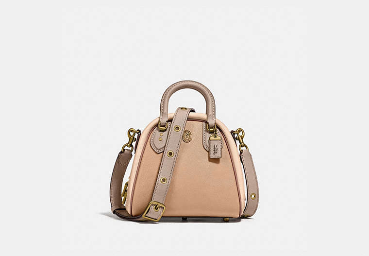COACH®,MARLEIGH SATCHEL 20 IN COLORBLOCK,Leather,Medium,Brass/Beechwood Multi,Front View
