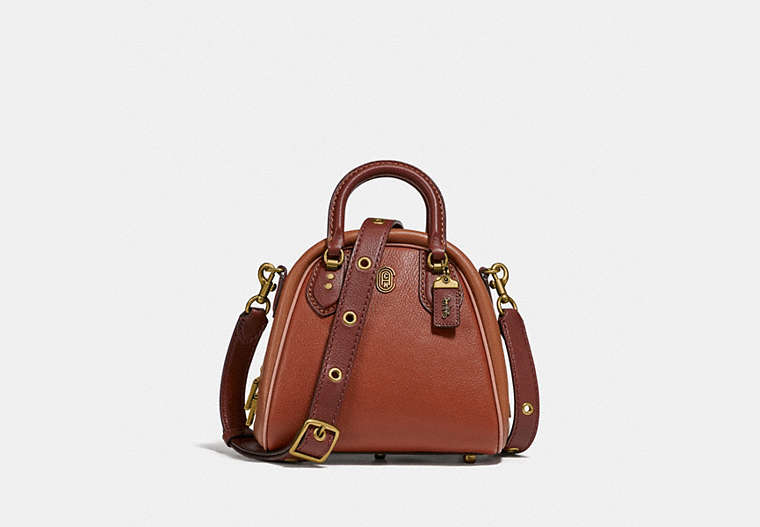 COACH®,MARLEIGH SATCHEL 20 IN COLORBLOCK,Leather,Medium,Brass/1941 Saddle Multi,Front View