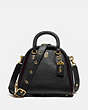 COACH®,MARLEIGH SATCHEL WITH COACH PATCH,Leather,Large,Brass/Black,Front View