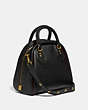 COACH®,MARLEIGH SATCHEL WITH COACH PATCH,Leather,Large,Brass/Black,Angle View