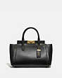 COACH®,TROUPE CARRYALL,Leather,Brass/Black,Front View