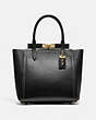 COACH®,TROUPE TOTE,Leather,Large,Brass/Black,Front View