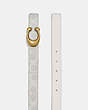 COACH®,C HARDWARE REVERSIBLE BELT, 25MM,Coated Canvas,Brass/Chalk,Angle View