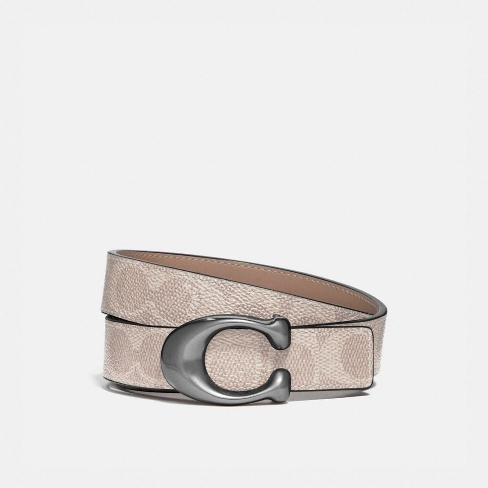 COACH®,C HARDWARE REVERSIBLE BELT, 25MM,NI/Sand Taupe,Front View image number 0