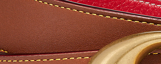 COACH®,C HARDWARE REVERSIBLE BELT, 32MM,Leather,Brass/Red/1941 Saddle