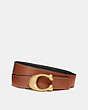 COACH®,C HARDWARE REVERSIBLE BELT, 25MM,Smooth Leather,Brass/Black/1941 Saddle,Front View