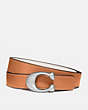 COACH®,C HARDWARE REVERSIBLE BELT, 25MM,Smooth Leather,Nickel/Natural Chalk,Front View