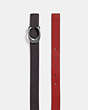 COACH®,C HARDWARE REVERSIBLE BELT, 25MM,Smooth Leather,Nickel/Black 1941 Red,Angle View